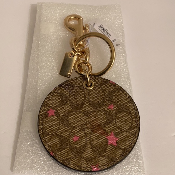 Coach Mirror Bag Charm In Signature Canvas With Disco Star Print - Picture 4 of 12